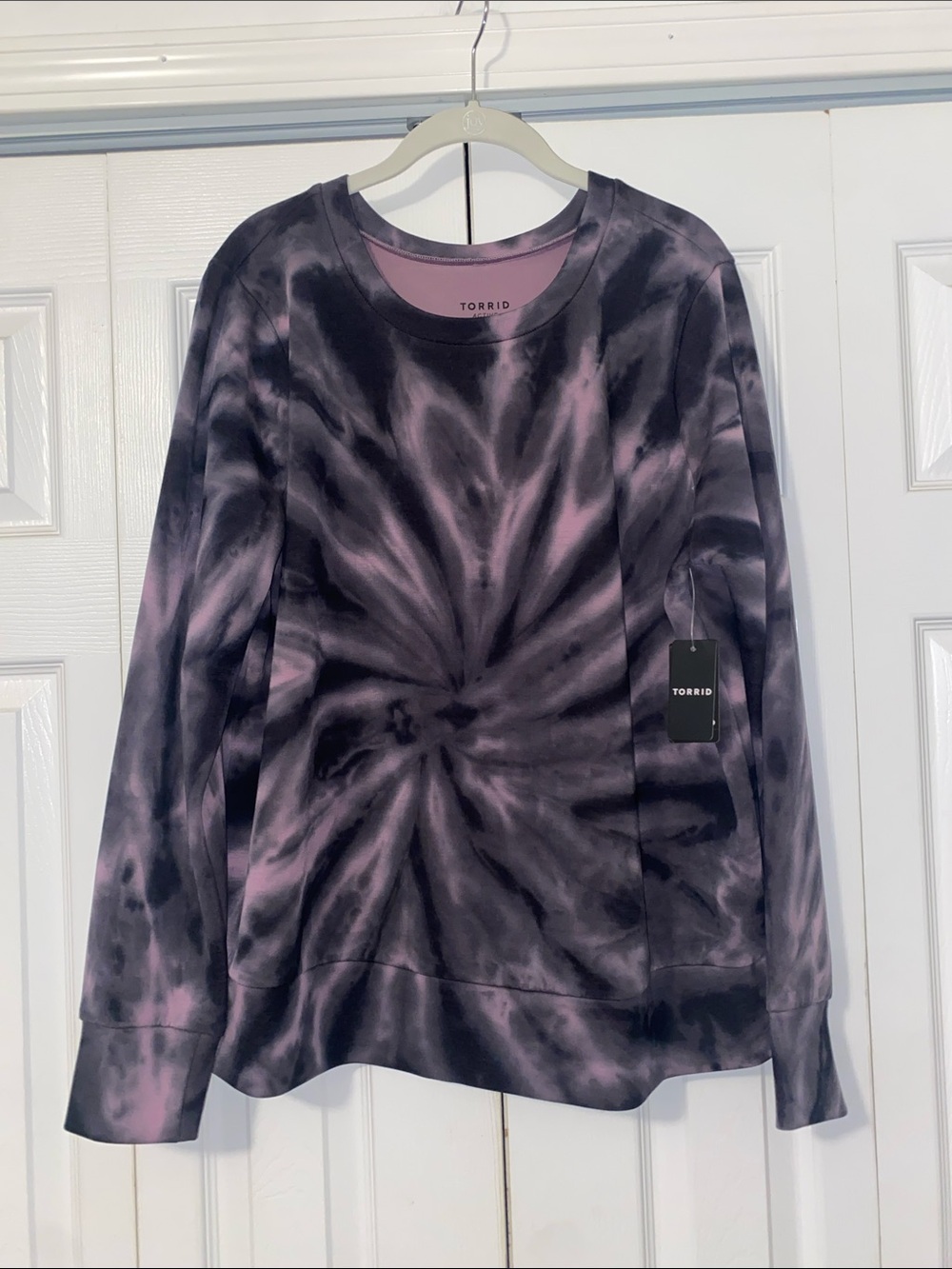 Torrid 0 Active Sweatshirt Black & Purple Tie Dye